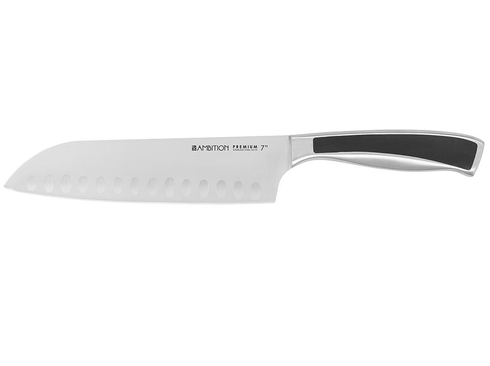 Nóż Santoku z przetłoczeniami Premium 17,5 cm AMBITION