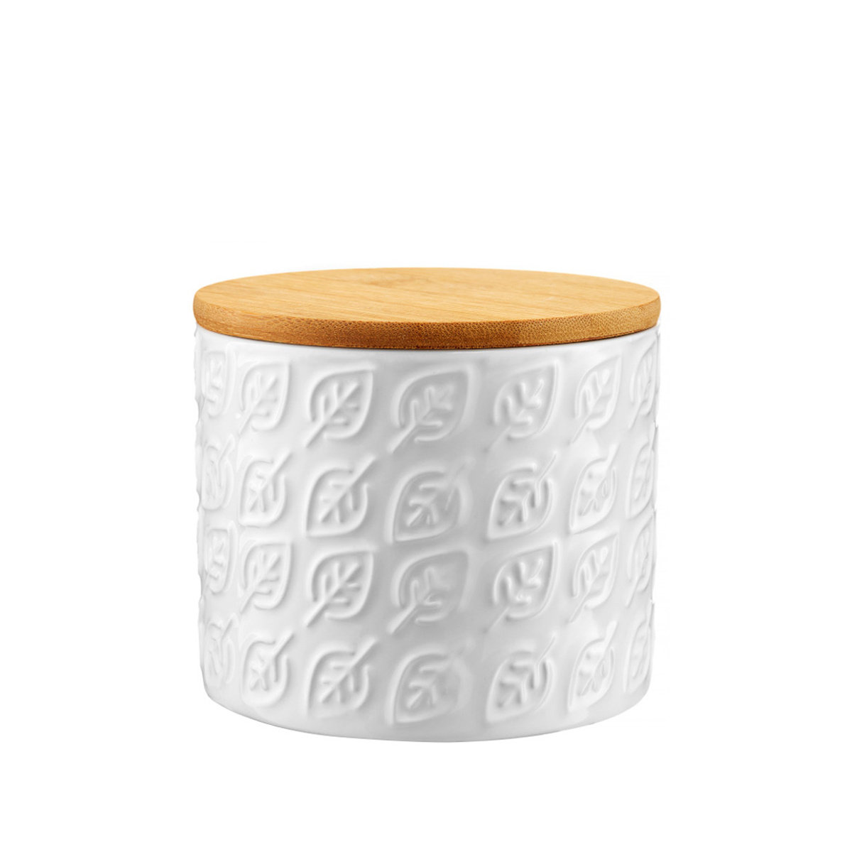 Pojemnik ceramiczny Tuvo listki z bambusową pokrywką 670 ml AMBITION