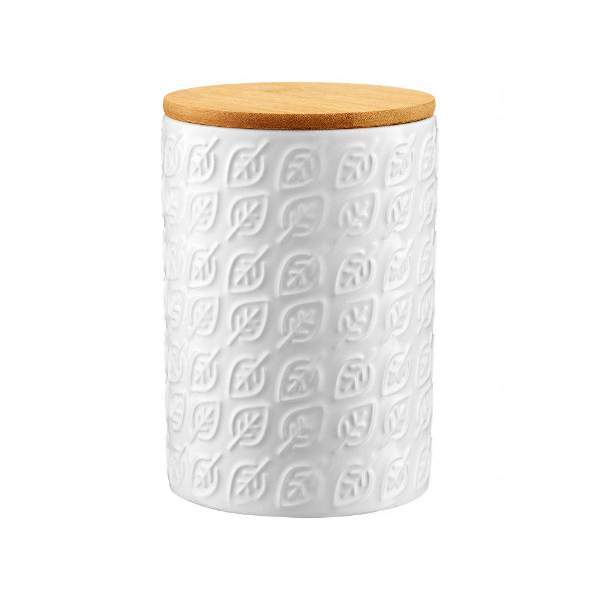 Pojemnik ceramiczny Tuvo listki z bambusową pokrywką 1,11 l AMBITION