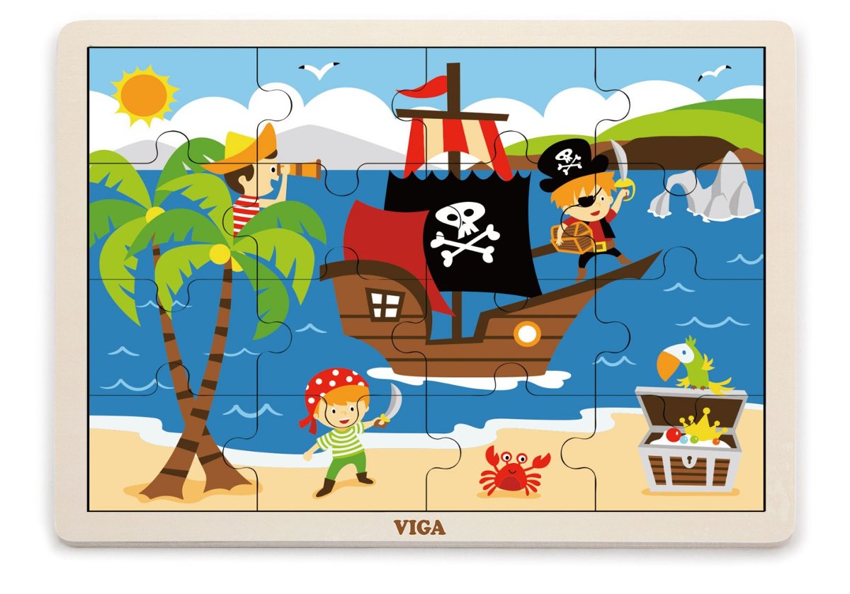 VIGA 51459 Puzzle na podkładce 16 elementów - piraci