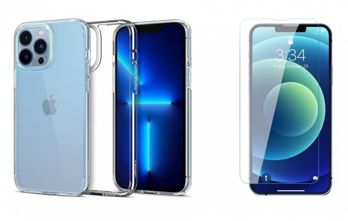 Фото - Захисне скло / плівка Spigen Etui  Ultra Hybrid Crystal Clear + Szkło Płaskie do iPhone 13 Pro 
