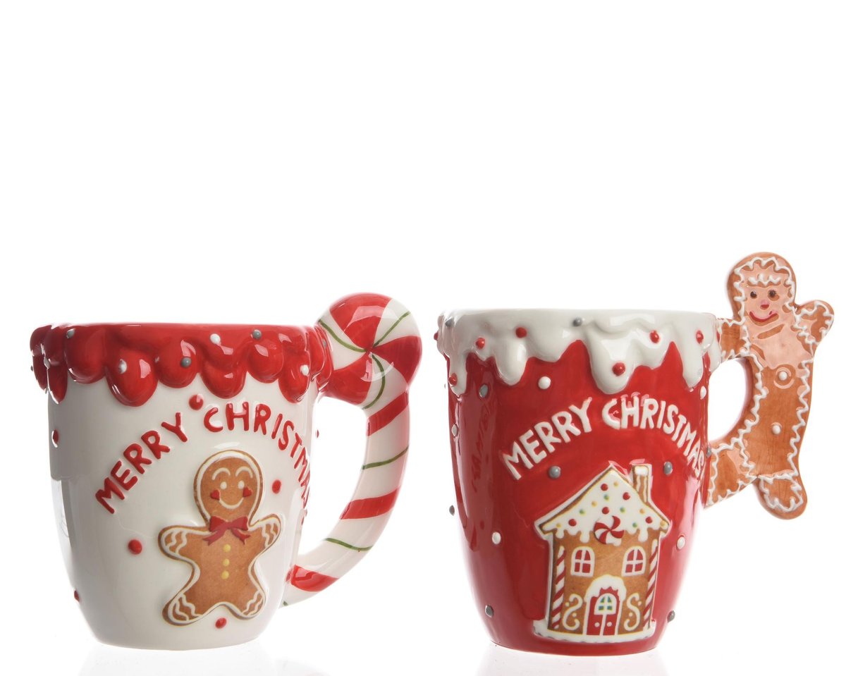Kubek ceramiczny świąteczny na kawę Merry Christmas z piernikiem pierniczkiem