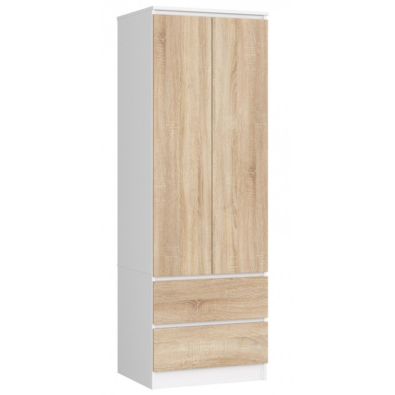 SZAFA STAR S 60 cm 2 DRZWI 2 SZUFLADY BIAŁA / SONOMA