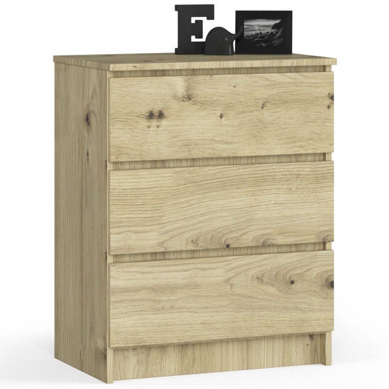 Komoda do salonu K 60 cm 3 szuflady - dąb artisan