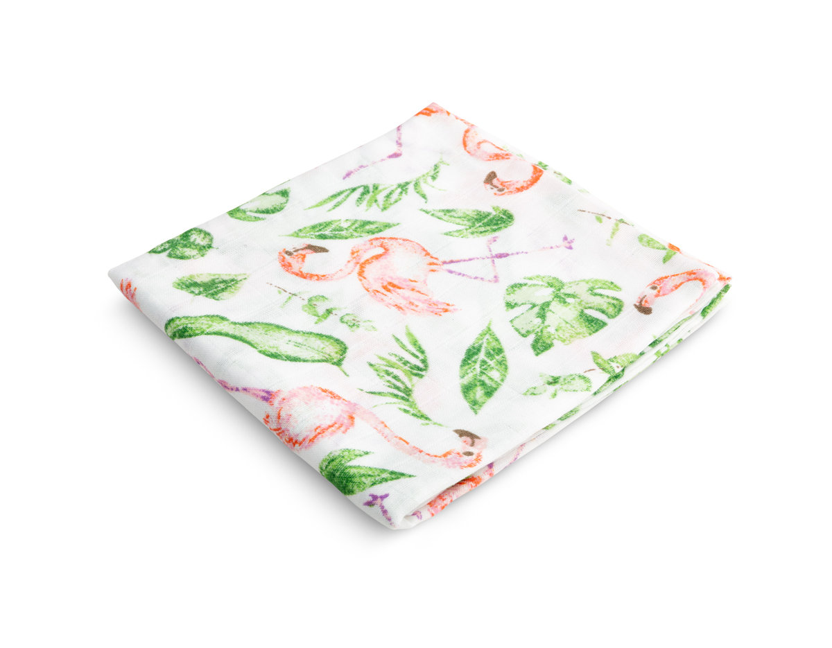 Sensillo pielucha muślinowa flamingi 70 x 80