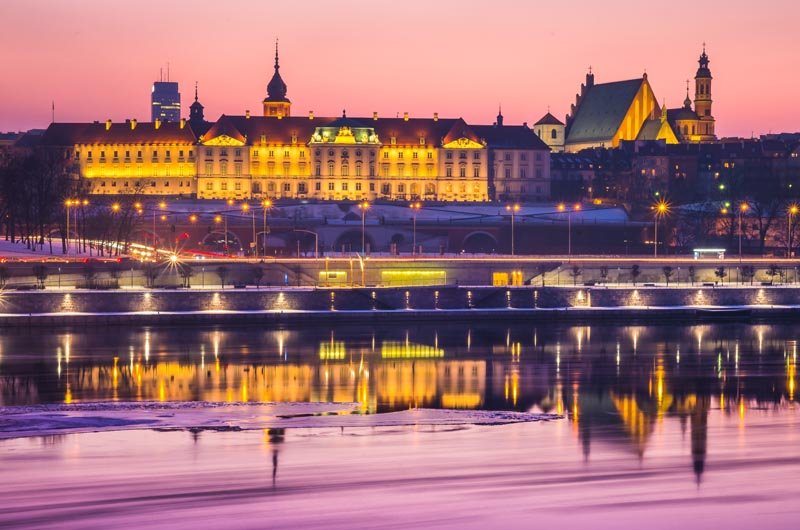 Warszawa Zamek Królewski Bajkowy Zamek - plakat premium 120x90 cm