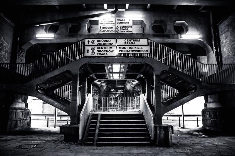 Warszawa Schody - plakat premium 120x90 cm