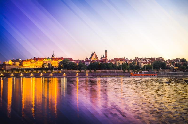 Warszawa Panorama Stare Miasto - plakat premium 140x100 cm