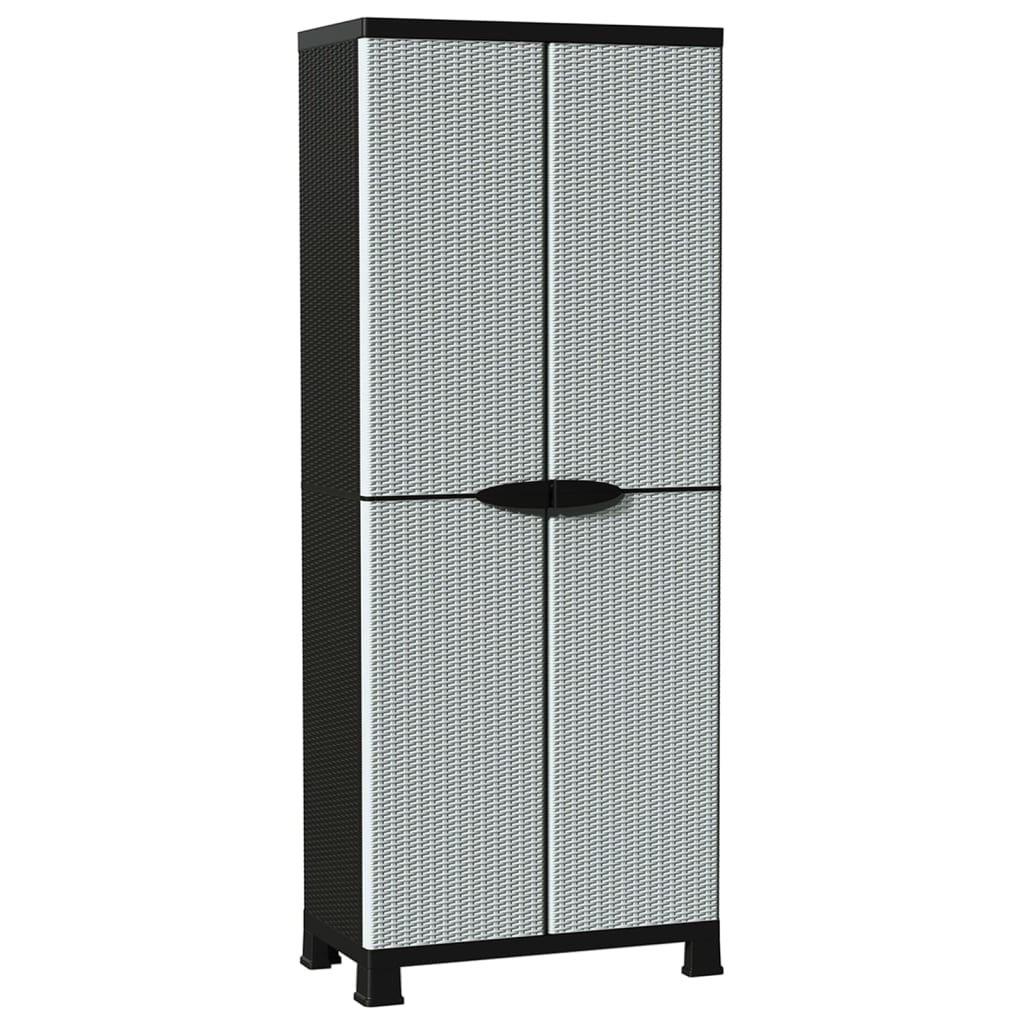 vidaXL Szafka plastikowa, 68x39x171,5 cm, motyw rattanu
