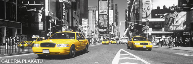 Plakat, Nowy Jork Times Square yellow Taxi, 158x53 cm