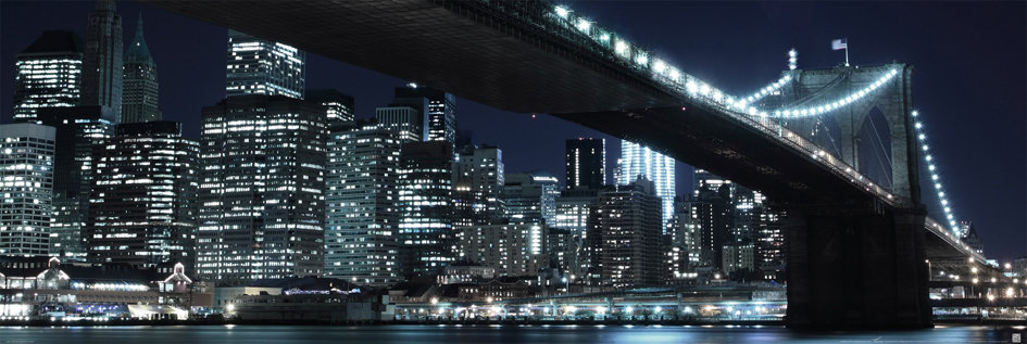 Plakat, Nowy Jork Brooklyn Bridge Nocą, 158x53 cm