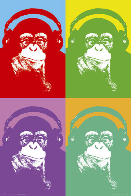 Plakat, Steez Four Monkees - Małpy w Słuchawkach, 61x91,5 cm