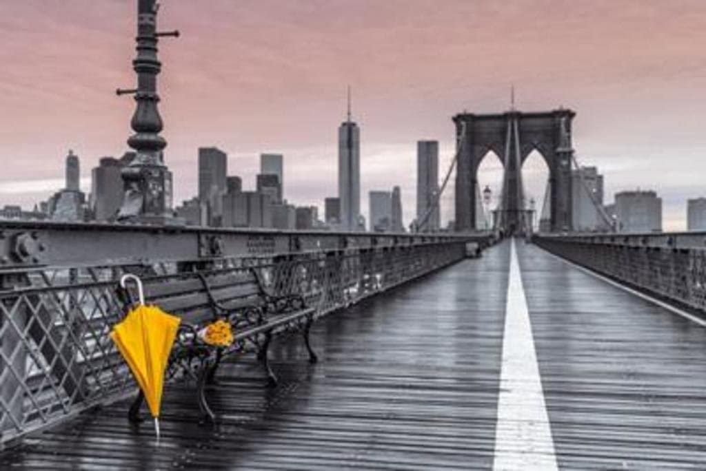 Plakat, Nowy Jork Odpoczynek na Brooklyn Bridge, 91,5x61 cm