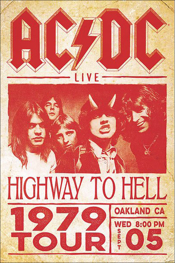 Close, Plakat, CLOSE, AC/DC Highway To Hell Hell Tour 1979, 61x91,5 cm