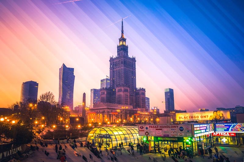 Plakat, Kolorowa Warszawa Pałac Kultury i Nauki, 70x50 cm