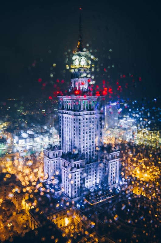 Plakat, Warszawa Pałac Kultury i Nauki Przez jesienne krople, 30x40 cm