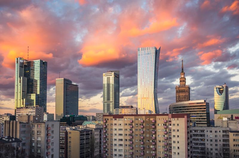 Plakat, Warszawa Wieżowce Warszawskie City, 100x70 cm