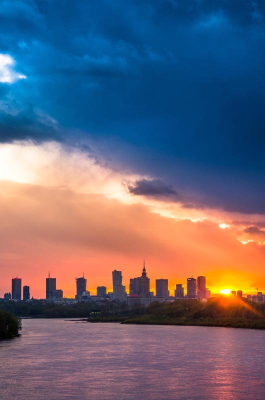 Plakat, Warszawa Zachód Słońca nad Wisłą, 30x45 cm