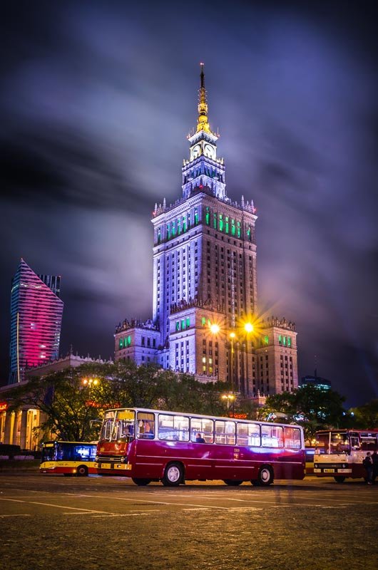 Plakat, Warszawa Pałac Kultury z Ikarusem, 30x40 cm