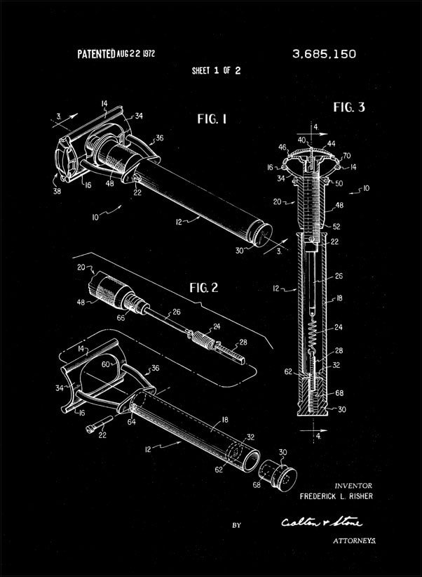 Plakat, Patent Maszynka do Golenia Projekt 1972 - retro, 30x40 cm