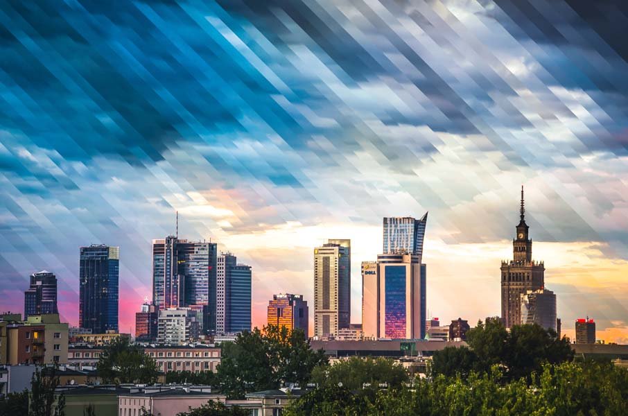Plakat, Warszawa Wieżowce Panorama Miasta, 100x70 cm
