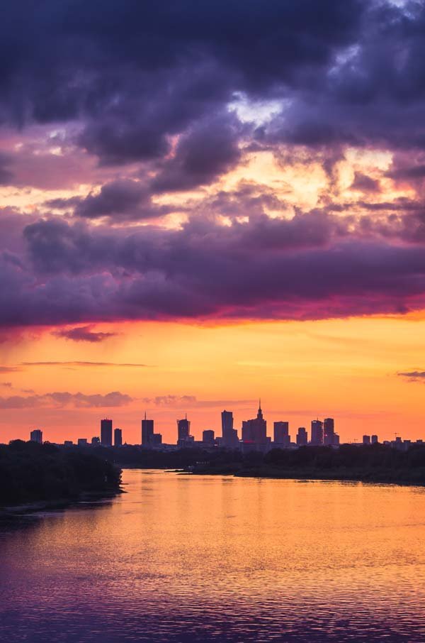 Plakat, Warszawa Zachód Słońca nad Wisłą, 50x70 cm