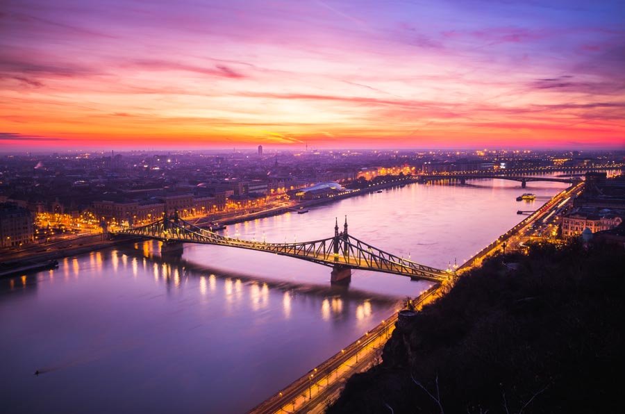 Plakat, Budapeszt Poranek nad Dunajem, 100x70 cm