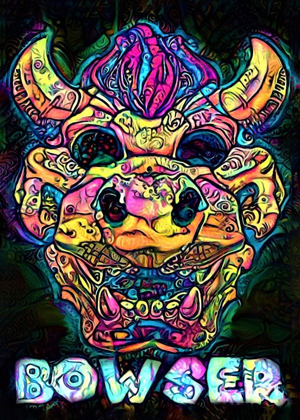 Plakat, PsychoSkulls, Bowser, Mario Nintendo- plakat 29,7x42 cm