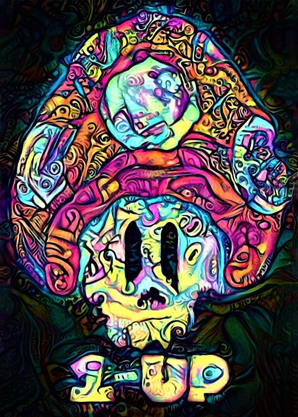 Plakat, PsychoSkulls, 1UP, Mario Nintendo, 30x40 cm