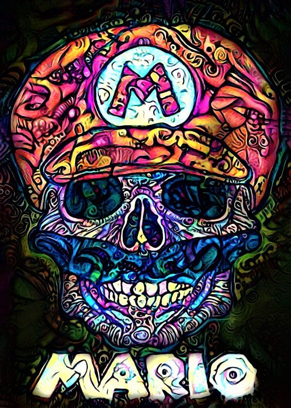 Plakat, PsychoSkulls, Mario Nintendo, 59,4x84,1 cm