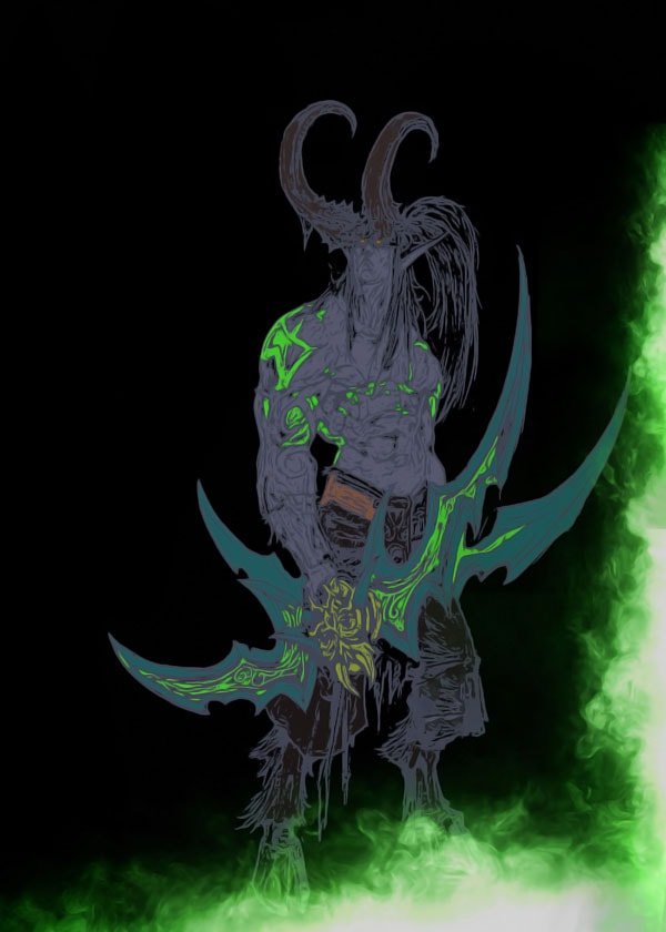 Plakat, BlizzardVerse Stencils - Illidan, the Betrayer, Warcraft, 40x50 cm
