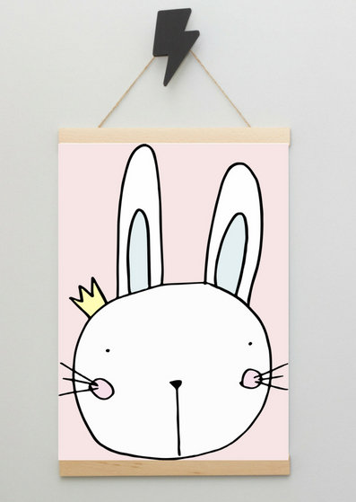 Plakat, Królik scandi róż, 30x40 cm