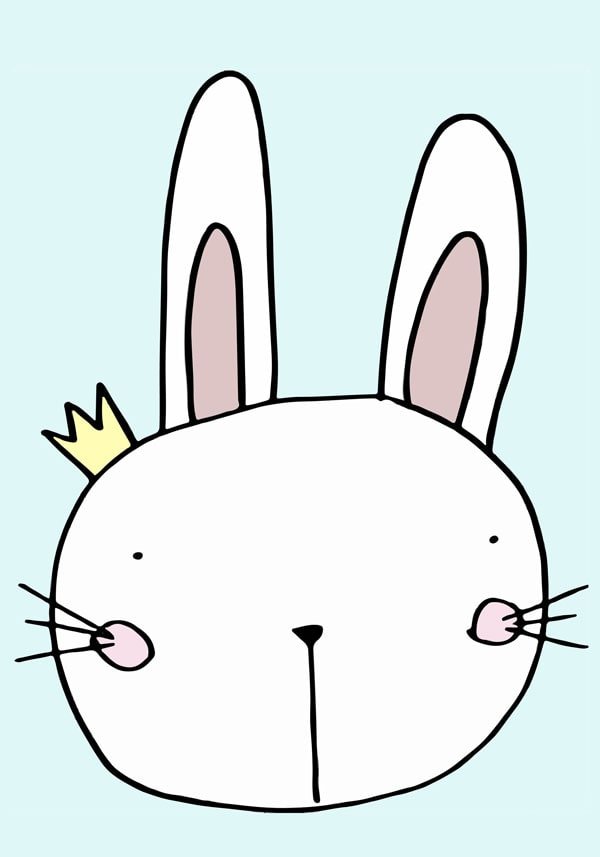 Plakat, Królik scandi błękit, 30x40 cm