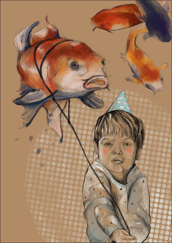 Plakat, Chłopiec z balonikiem, 21x29,7 cm