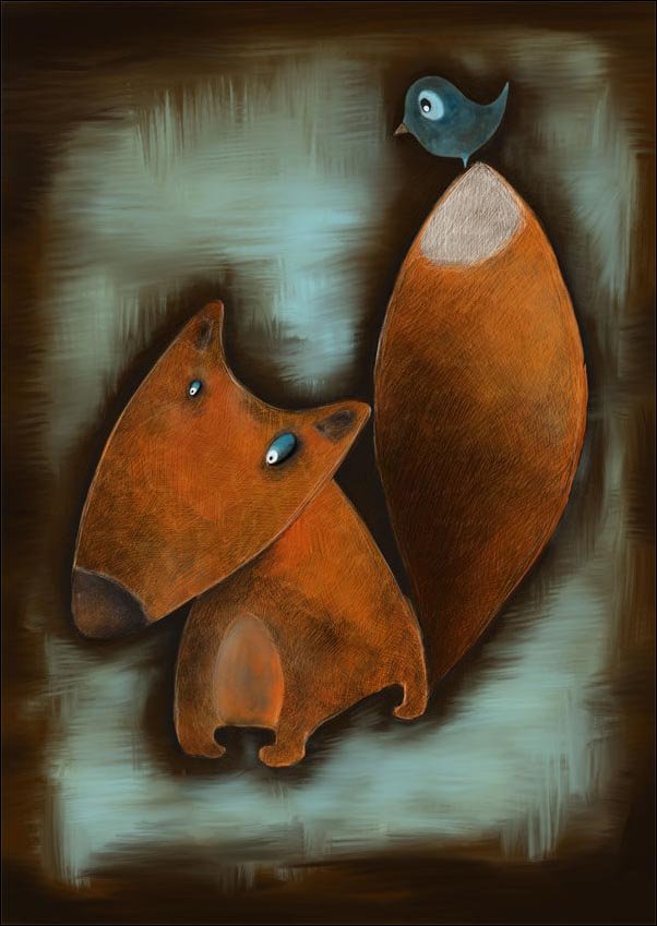 Plakat, Lis i ptak, 20x30 cm