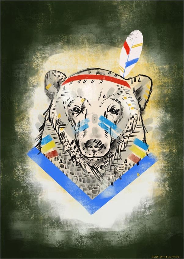 Plakat, Miś indianin, 30x40 cm