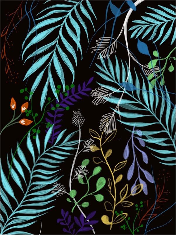 Plakat, Wzór Liście, 61x91,5 cm