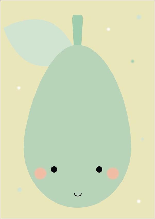 Plakat, Miętowa gruszka na żółtym tle, 70x100 cm