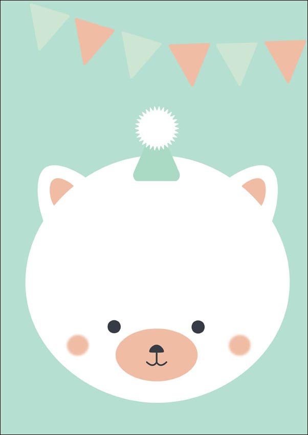 Plakat, Kotek urodzinowy z czapką, 42x59,4 cm