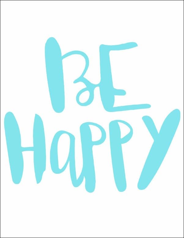 Plakat, Happy niebieski, 50x70 cm