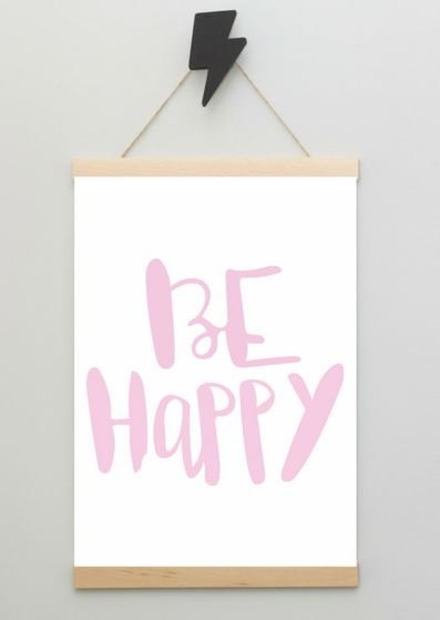 Plakat, Happy różowy, 61x91,5 cm