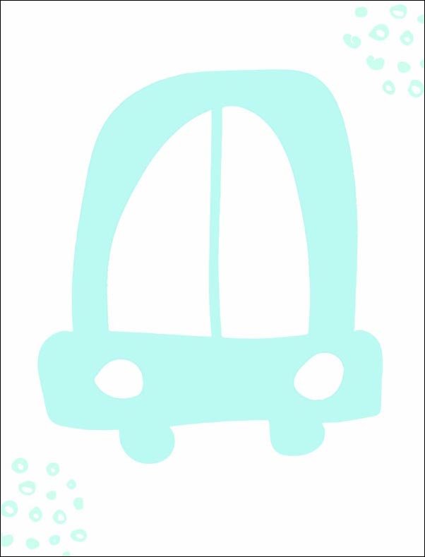 Plakat, Błękitne auto, 70x100 cm