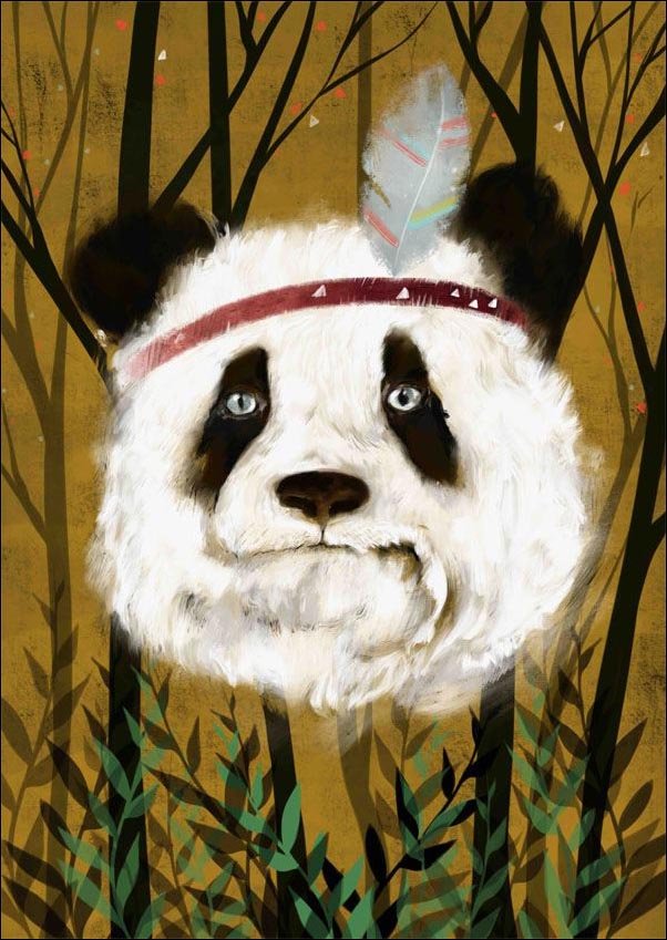 Plakat, Panda Indianin, 30x40 cm