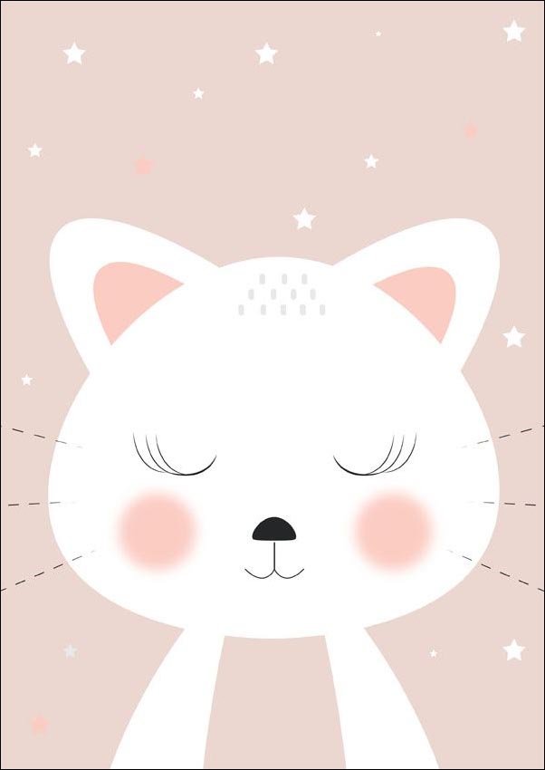 Plakat, Kotek różowy, 40x50 cm