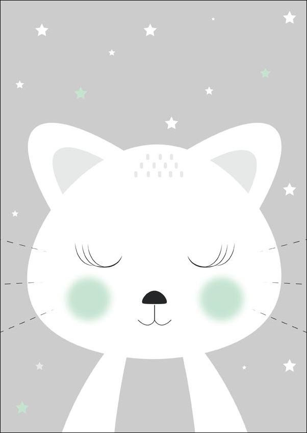 Plakat, Kotek szary, 21x29,7 cm