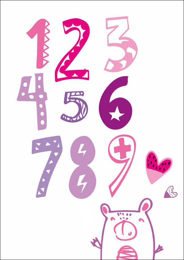 Fioletowe cyfry - plakat 30x40 cm