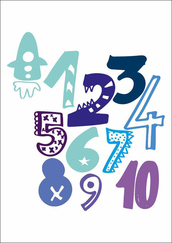 Plakat, Kolorowe cyfry, 30x40 cm