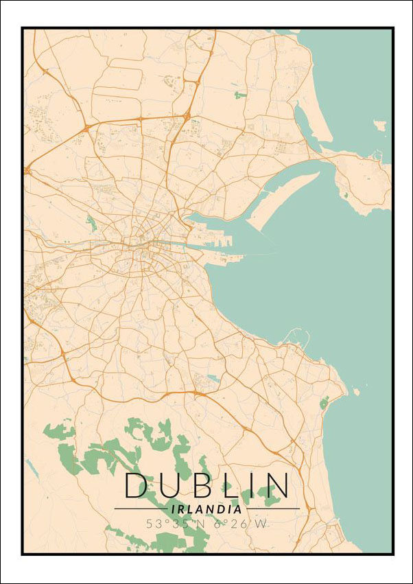Dublin mapa kolorowa - plakat 50x70 cm