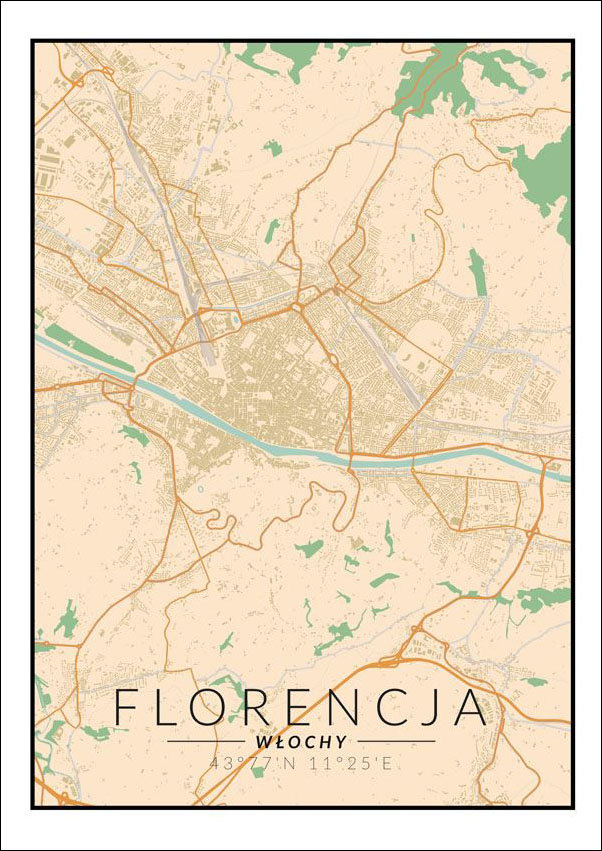Florencja mapa kolorowa - plakat 50x70 cm