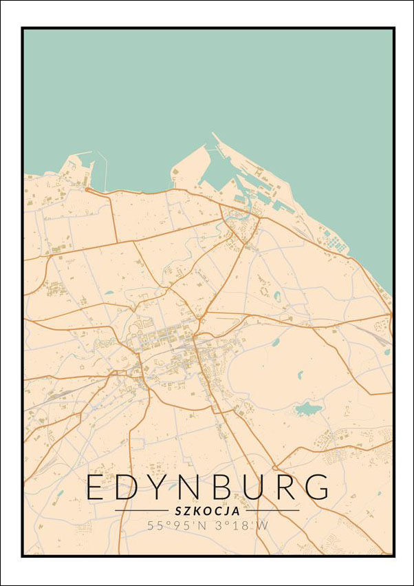Edynburg mapa kolorowa - plakat 61x91,5 cm